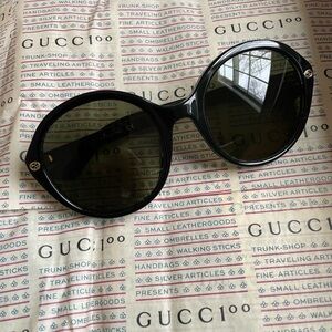 Gucci round Sunglasses Men Women UNISEX BLACK LENS Interlocking GG0023S w/ case